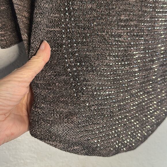 NEW Vocal Brown Thermal Long Sleeve Silver Studded Top Oversized Western Fall - Picture 3 of 7